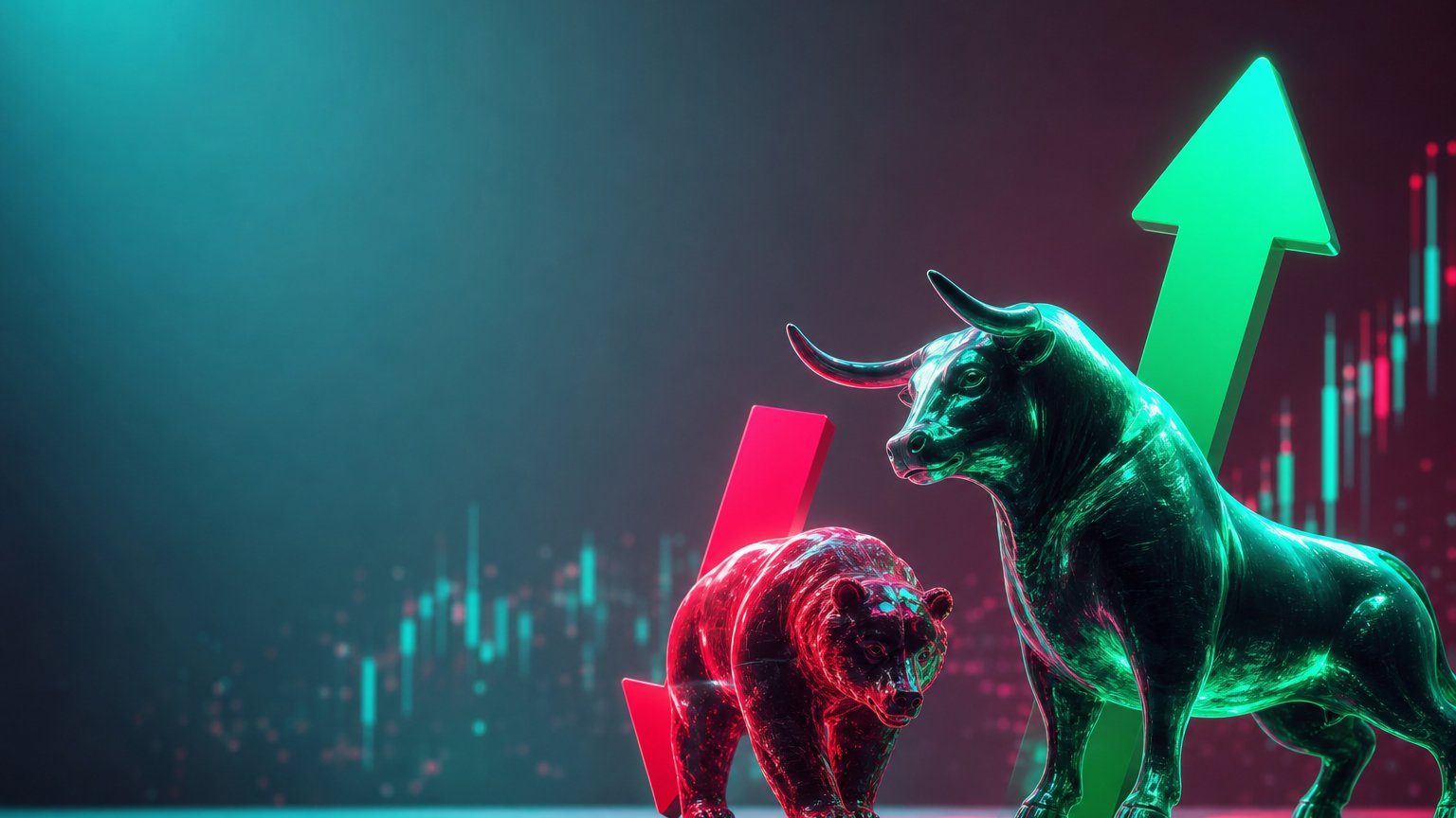 CFD trading concept: green and red arrows showing long and short positions