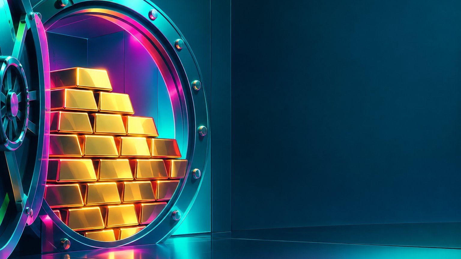 How to trade gold concept: shiny gold bars stacked in a vault, flat vector illustration