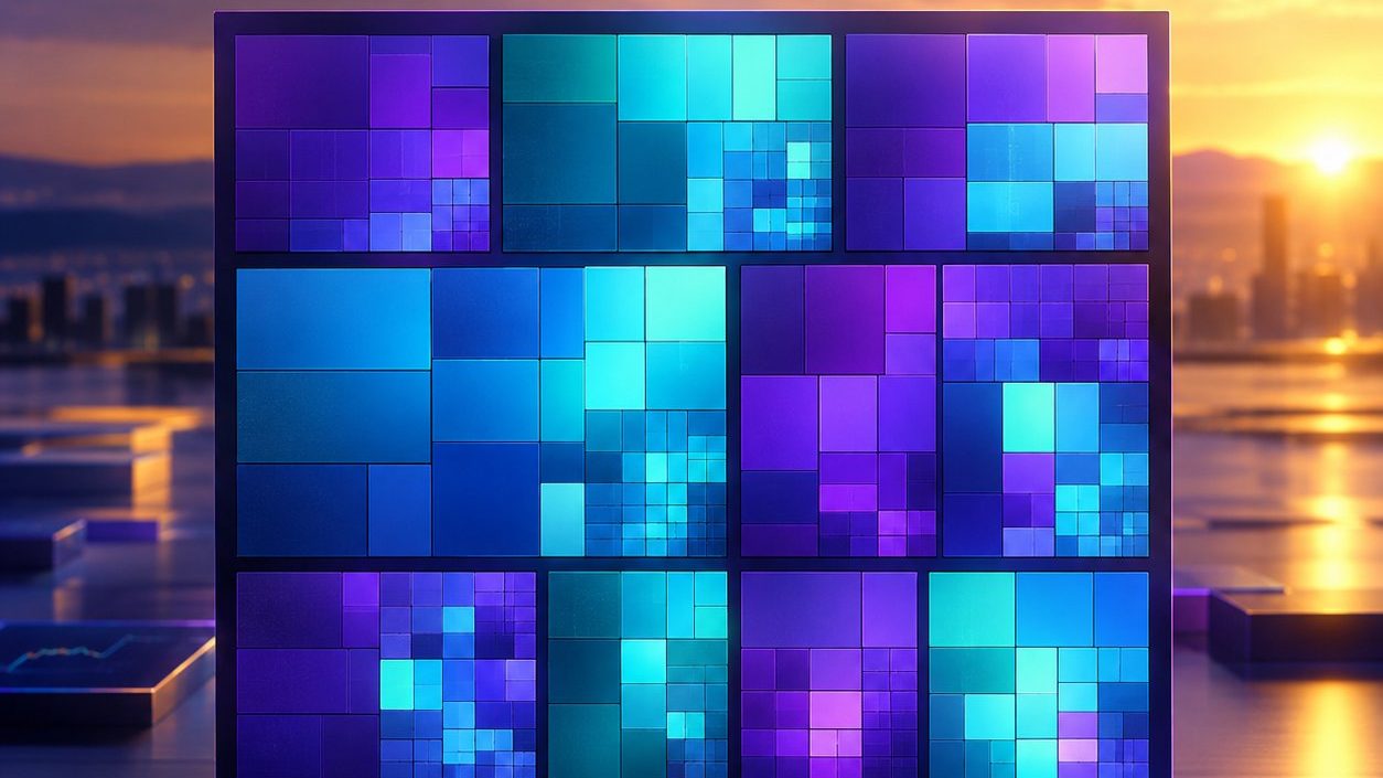 خريطة حرارية رقمية لقطاعات الأسهم المكوِّنة للمؤشر، رسم توضيحي بسيط