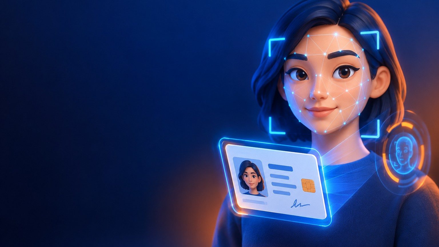 فتح حساب تداول والتحقق من الهوية: بطاقة هوية ومسح للوجه، تصميم صلصالي ثلاثي الأبعاد