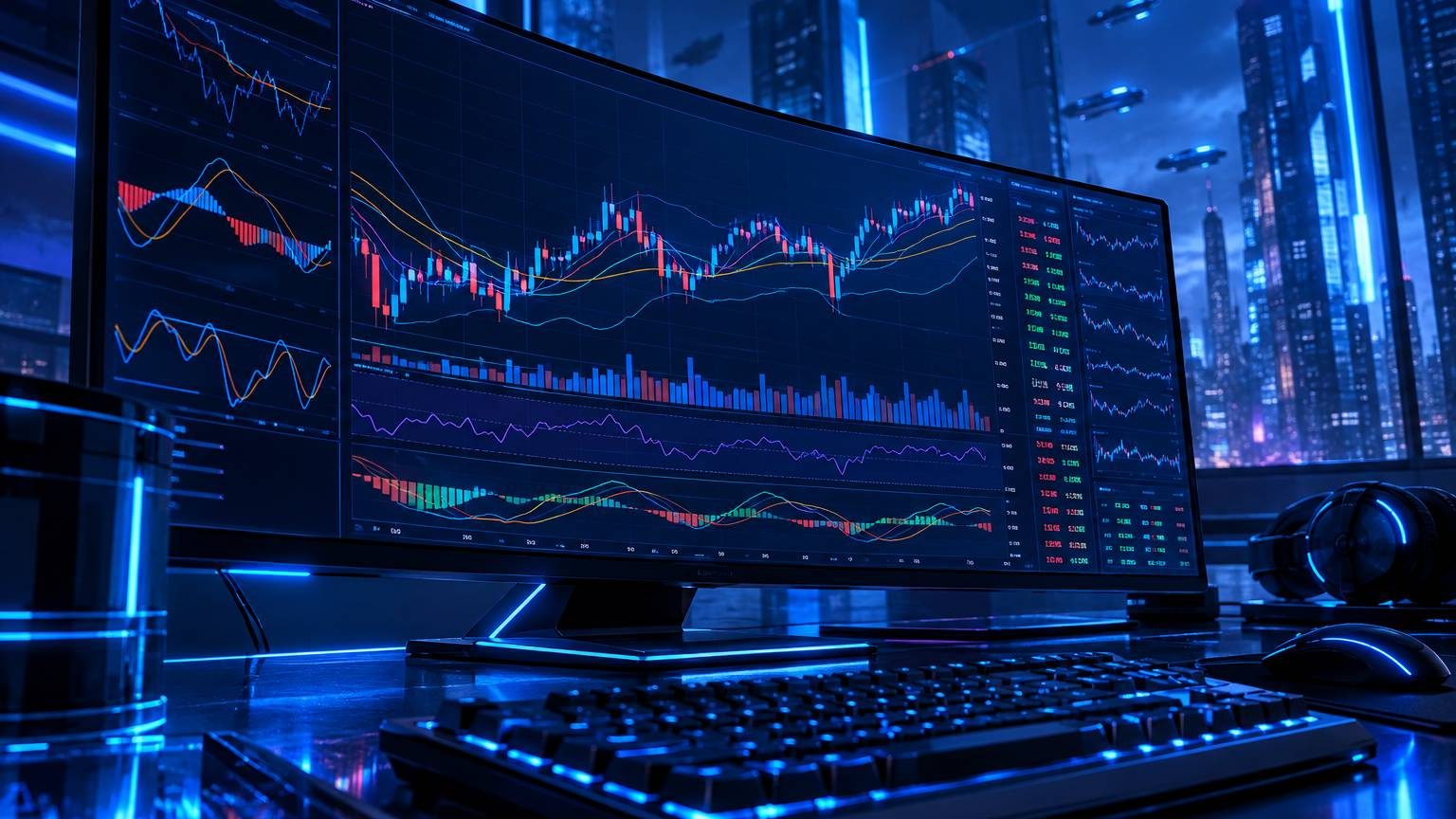 منصة تداول تعرض المؤشرات الفنية والمتوسطات المتحركة، فن رقمي مستقبلي