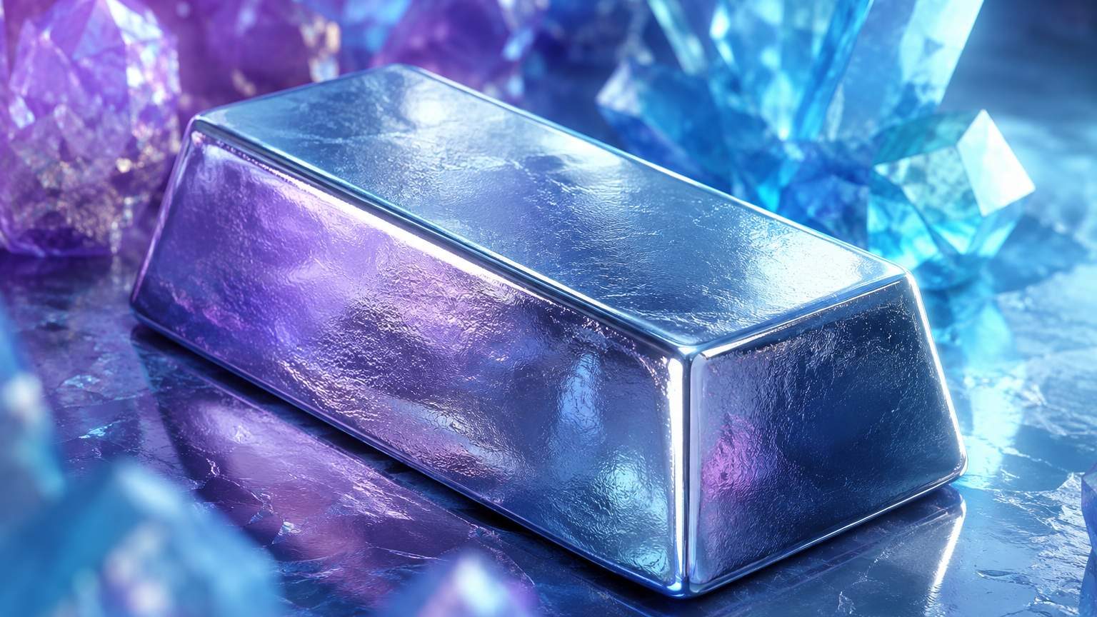 帶有反光的鉑金條數位繪畫,呼應其他貴金屬