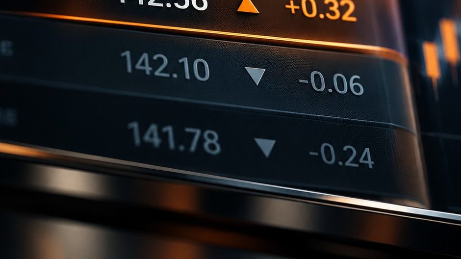 Macro close-up of a price ticker with tiny price increments highlighted