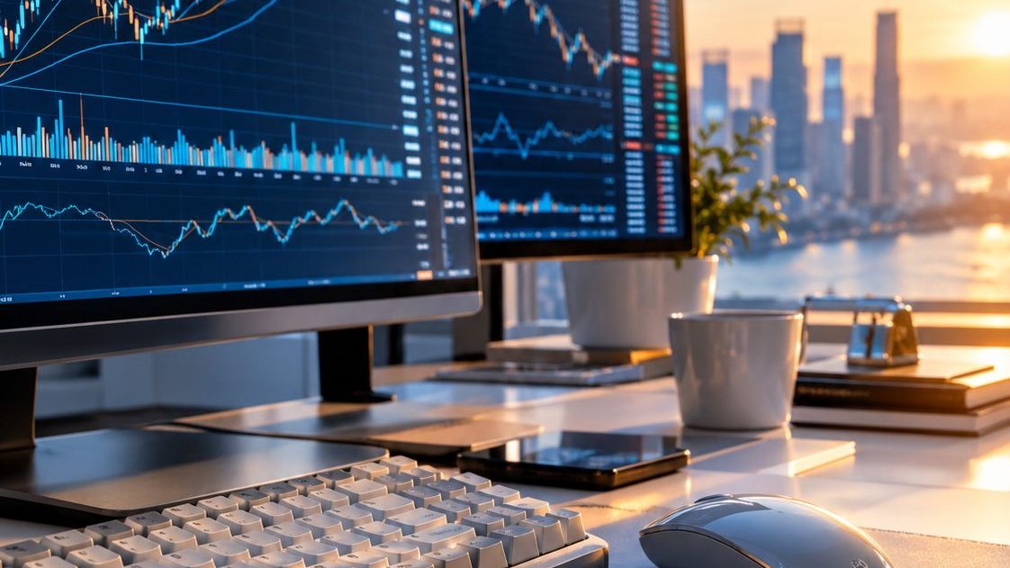 Trader's desk with a keyboard, where position size is worked out
